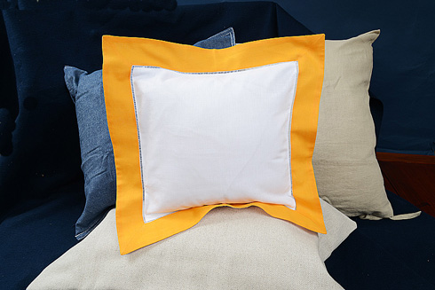 Hemstitch Baby Square Pillow 12x12" with Apricot border